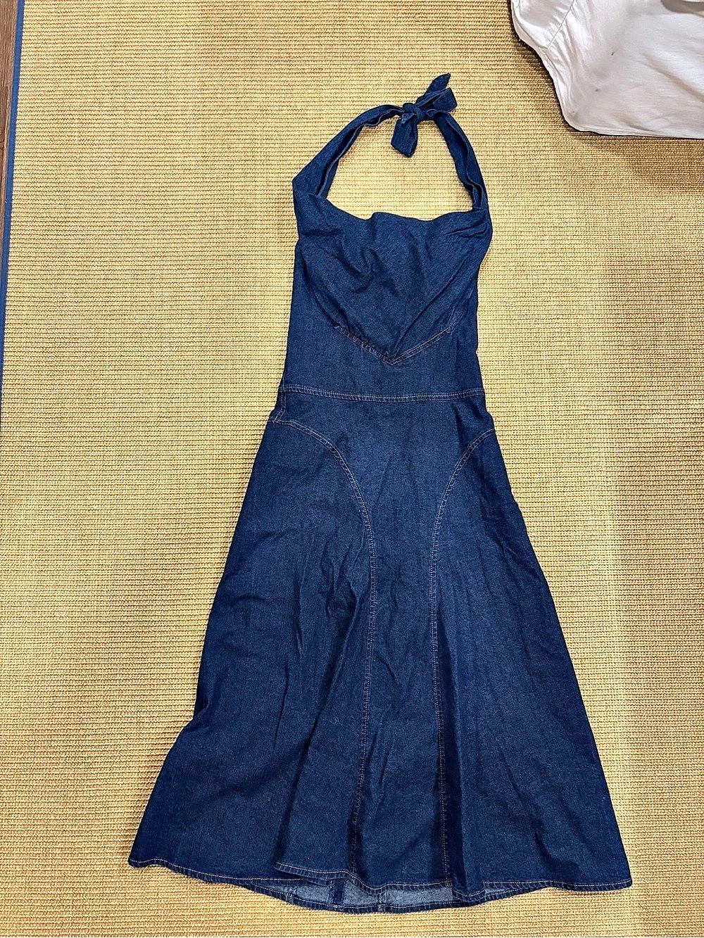 Vivienne Westwood Anglomania Denim Halter Dress Blue Size 6